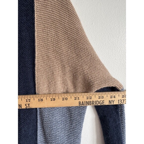 Lucky Brand Open Cardigan Sweater Blue Tan Wool Cashmere Viscose Blend XS - Picture 11 of 12
